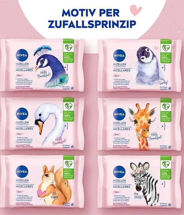 NIVEA Lingettes nettoyantes micellaires 3en1 Multipack 6 x 25 pièces (Chiffons de nettoyage)