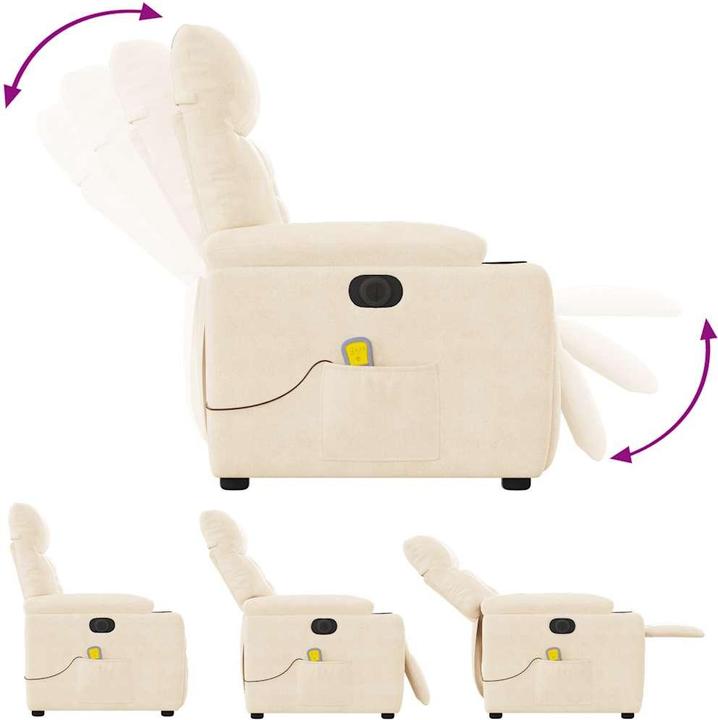 VidaXL Massagesessel Elektrisch Beige Mikrofasergewebe Massagestuhl Sessel