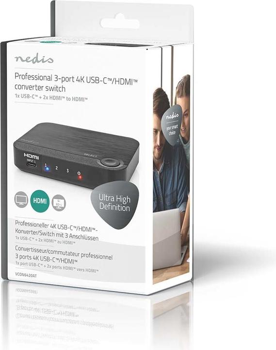 Image du produit Nedis Convertisseur HDMI ™ | 1x USB-C™ / 2x HDMI™ entrée | 1x HDMI™ sortie | 1 voie | 4K@60Hz | 18 Gbps