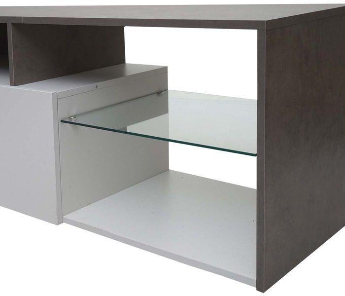 Produktbild Mendler TV-Rack HWC-L35, Holz 47x170x40cm Staufach, Beton-Optik weiss (47 x 170 x 40 cm)