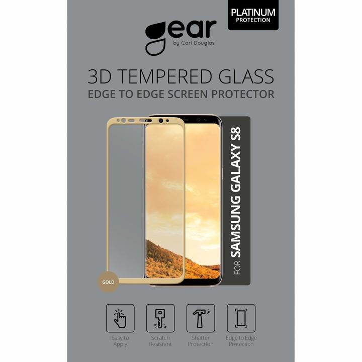 Produktbild Carl GEAR Haerdet Glas 3D Full Cover Guld (1 Stück, Samsung Galaxy S8)
