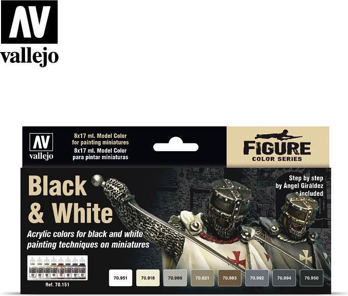 Actual product image Vallejo Model Air Black White Set (Beige, Black, White, Ivory, Grey, Brown, 17 ml)