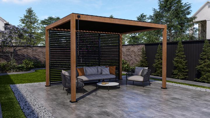 Produktbild Leco Lamellenpergola DELUXE 3x4m Holzoptik (400 cm, 300 cm)