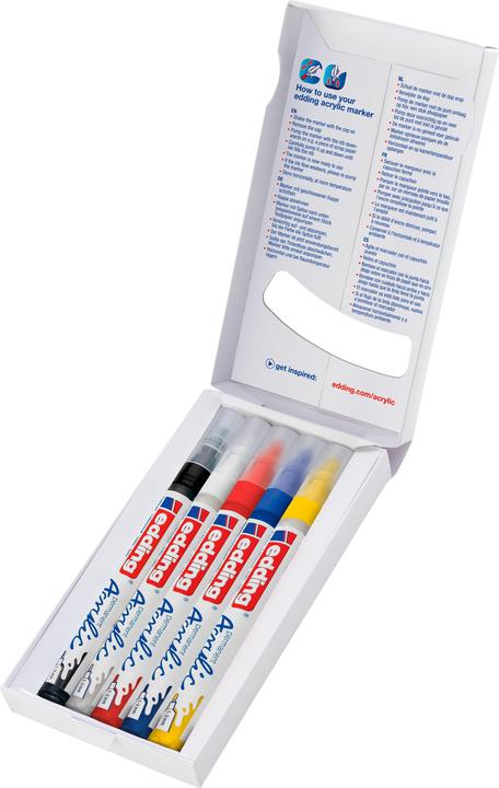Image du produit Edding Acrylmarker (Jaune, Noir, Rouge, Bleu, Blanc, 2 mm, 5 x)