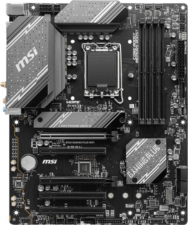 Produktbild MSI B760 GAMING PLUS WIFI (LGA 1700, Intel B760, ATX)