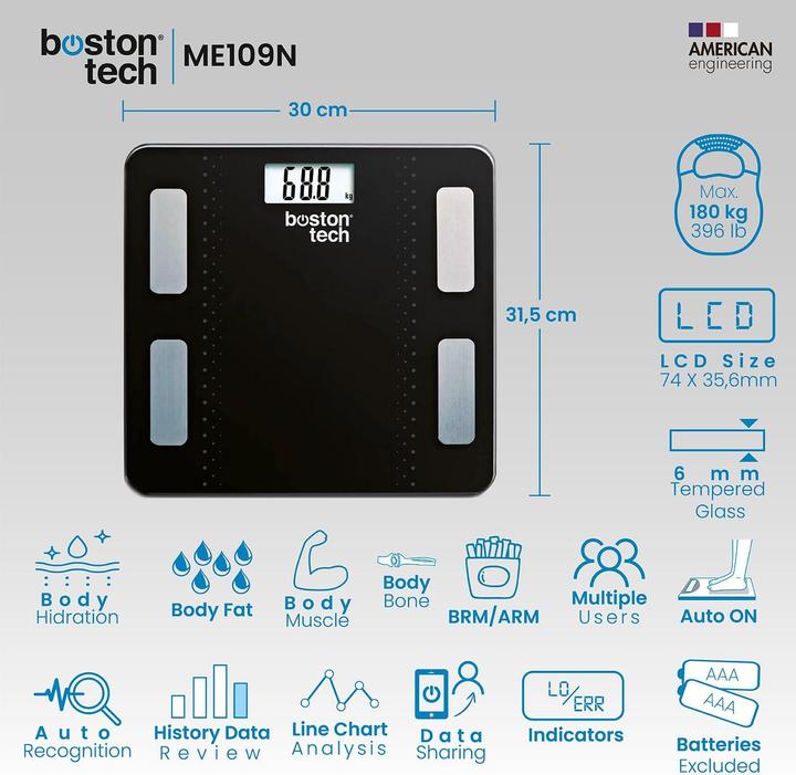 Image du produit Boston Tech Körperanalysewaage (180 kg)