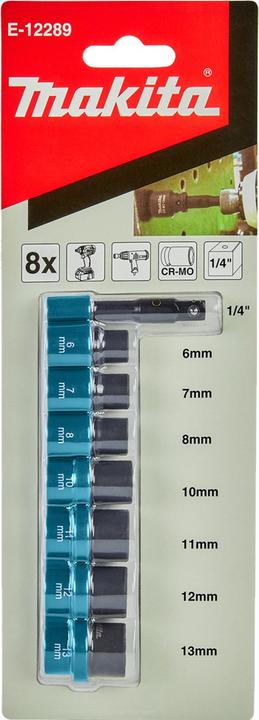Image du produit Makita Jeu de clés à douille (6 mm, 12 mm, 10 mm, 7 mm, 11 mm, 8 mm, 13 mm)