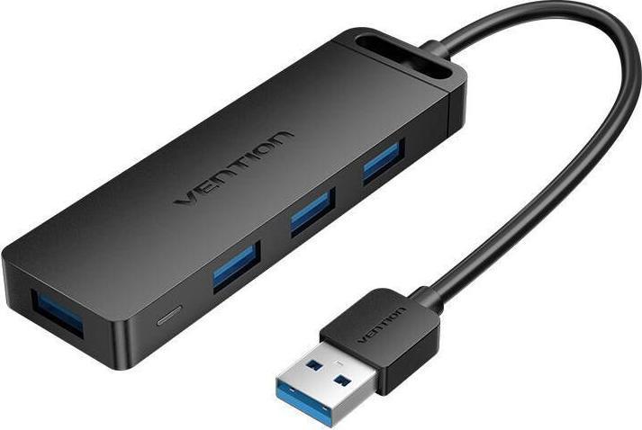 Actual product image Vention USB 3.0 4-Port Hub with Power Adapter CHLBF 1m, Black (USB-C, 4 Ports)