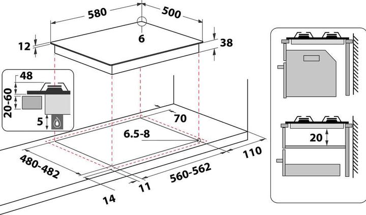 Image du produit Whirlpool AKM 268/IX Table de cuisson en acier inoxydable Intégrée Table de cuisson à gaz 4 zone(s)