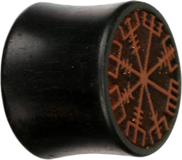 Image du produit Star Piercing Flared Plug Boussole Viking en bois d'arang (sans laiton, Organique)