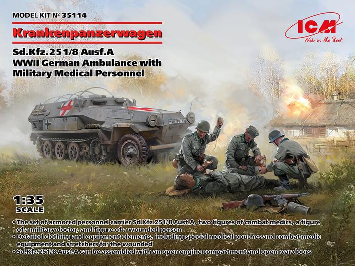 Image du produit ICM Ambulance Sd.Kfz.251/8 Ausf.A, WWII Ambulance allemande avec personnel médical militaire