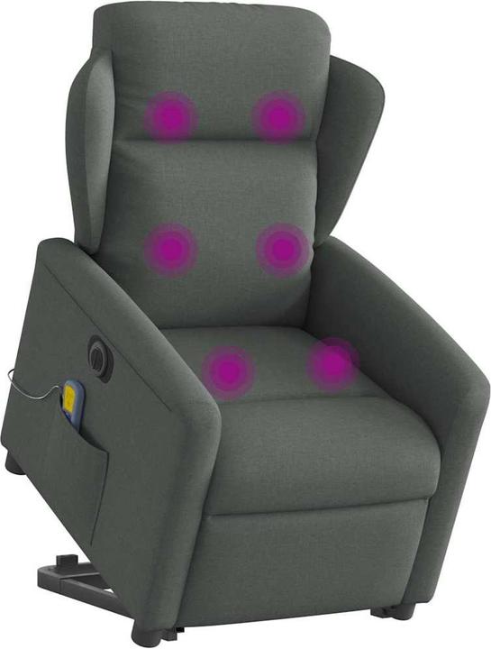 Produktbild VidaXL Elektrischer Massagesessel mit Aufstehhilfe Dunkelgrau Stoff