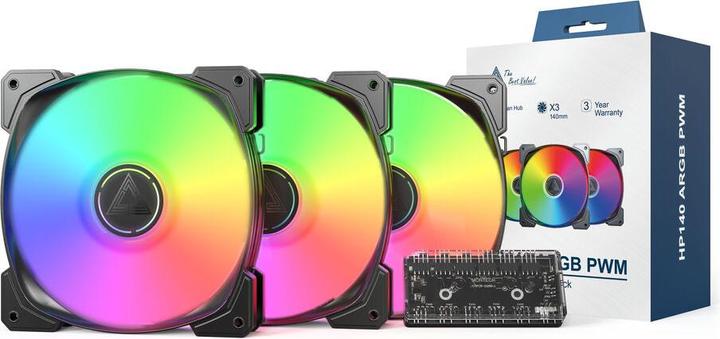 Immagine prodotto Montech HP140 ARGB PWM 3 in 1 Pack Nero (140 mm, 3 x)