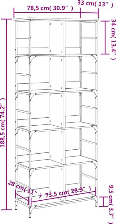 Actual product image VidaXL Georgetta (78.5 x 33 x 188.5 cm)