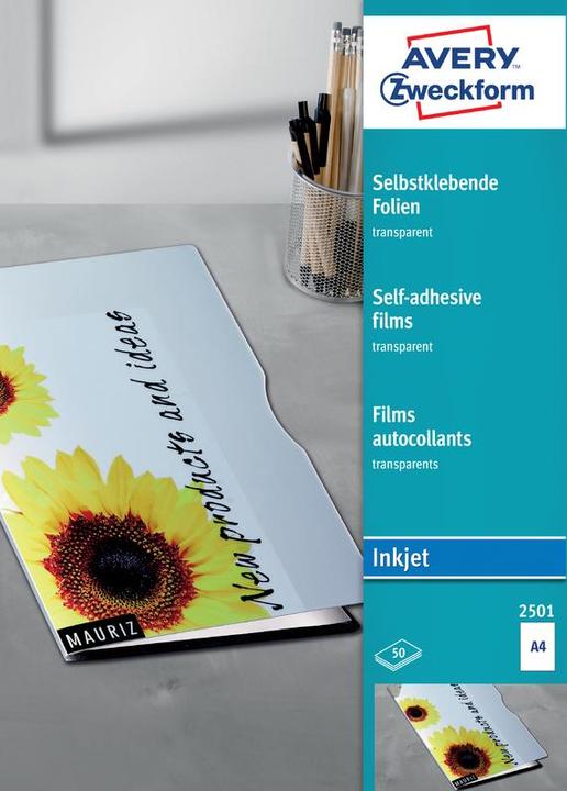 Produktbild Avery ZW. Ink-Jet Folien A4 2501Z 0,17mm,selbstklebend 50 Blatt