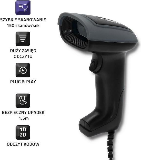 Produktbild Qoltec 50863 Wired QR & BARCODE Scanner | USB (2D-Barcodes)