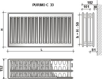Produktbild Purmo Radiator Compact C 33, 600-1400, side connection