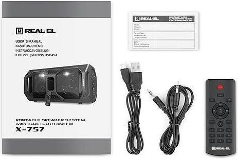 Produktbild Real-El X-757 Bluetooth Portable Speaker with LED RGB Backlight, 50 W, Black (4 h, Akkubetrieb)