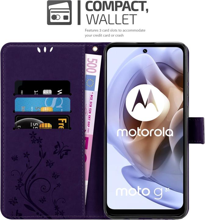Produktbild Cadorabo Flower Book Hülle (Motorola Moto G31, Motorola Moto G41)