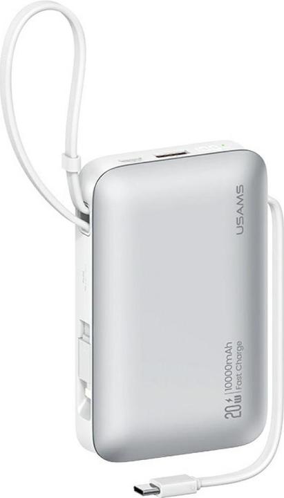 Actual product image Usams Powerbank XR Series CD228 10000mAh 20W + kabel USB-C/Lightning biały (10000 mAh, 20 W, 20 Wh)