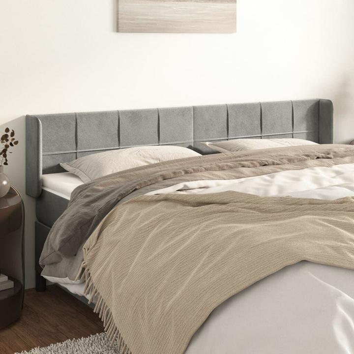 Actual product image VidaXL Kopfteil mit Ohren Hellgrau 203x16x78/88 cm Samt,Farbe (203 x 16 x 88 cm)