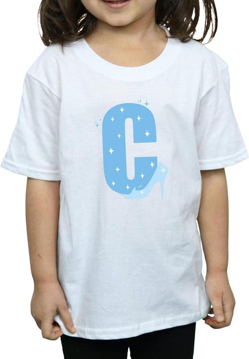 Actual product image Disney Girls Alphabet C Is For Cinderella Cotton T-Shirt (140, 146)