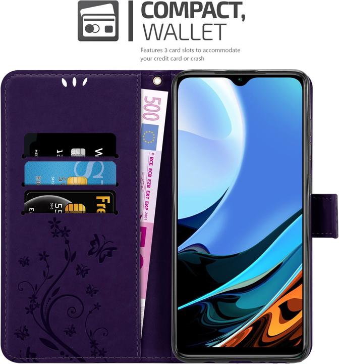 Produktbild Cadorabo Flower Book Hülle (Xiaomi Redmi 9T, Xiaomi Poco M3)
