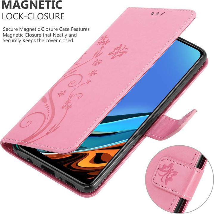 Produktbild Cadorabo Flower Book Hülle (Xiaomi Redmi 9T, Xiaomi Poco M3)