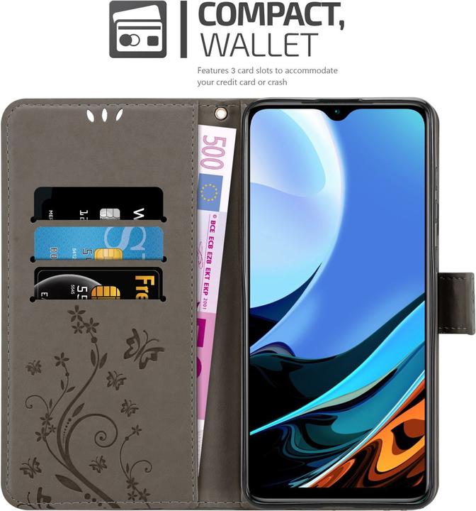 Produktbild Cadorabo Flower Book Hülle (Xiaomi Poco M3, Xiaomi Redmi 9T)