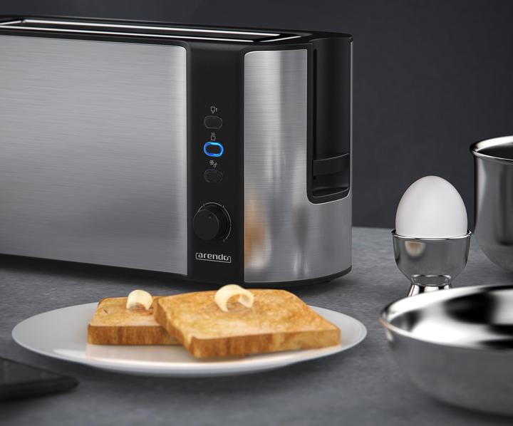 Produktbild Arendo Toaster Edelstahl Langschlitz 2 Scheiben, Doppelwand, Brötchenaufsatz, Display mit Restzeitanzeige