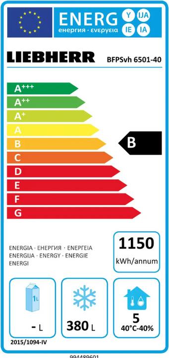 Energie-Label Liebherr Bäckerei-Gefriergerät (Freistehend, 602 l)