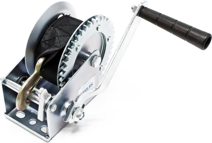 Actual product image Wiltec Manual Hand Wire Winch with 550kg Tensile Force 7m Belt Length 4:1:1 Gear Car Boat Trailer Caravan