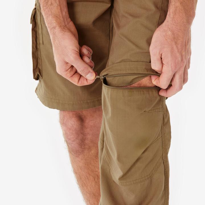 Actual product image Forclaz Zip-Off-Hose Cargohose Herren Trekking Backpacking - Travel 500 braun (42)