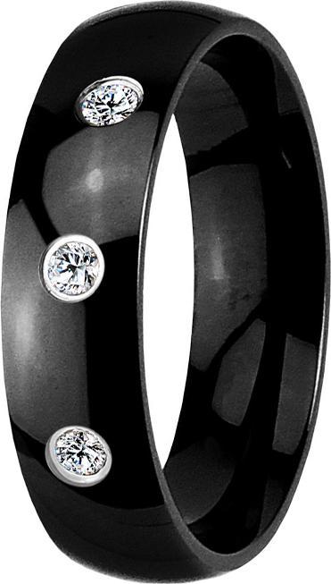 Produktbild Star Piercing Ring schwarz mit drei Kristallen (Chirurgenstahl 316L, ohne Messing)