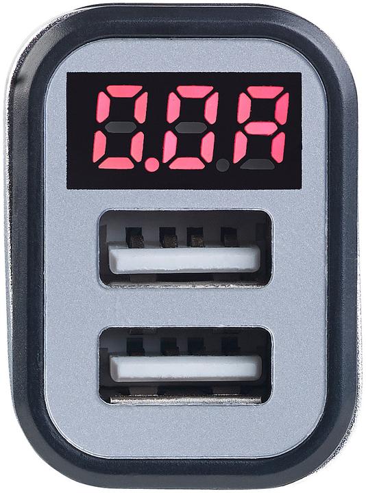 Produktbild Revolt Kfz-USB-Ladegerät mit Spannungswarner & LED-Display