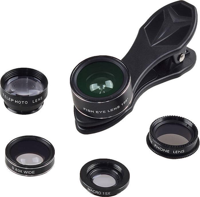 Immagine prodotto Apexel Kit di obiettivi per dispositivi mobili APL-DG5H 5 in 1 universale (nero)