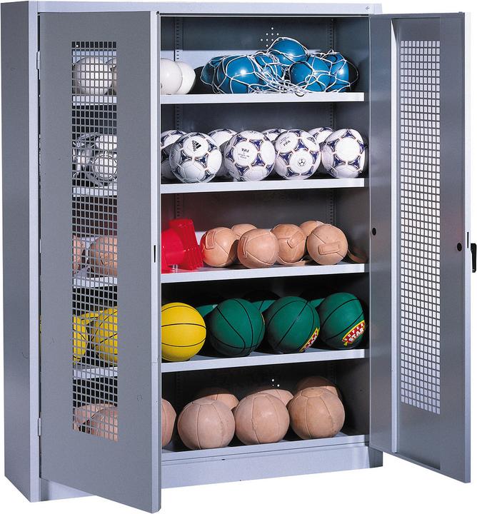 C+P Ballschrank (HxBxT: 195x150x50 cm, mit Lochblech-Flügeltüren, Typ 3)