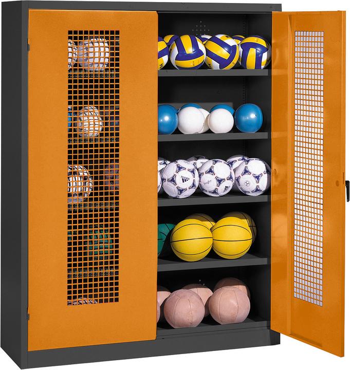 C+P Ballschrank (HxBxT: 195x150x50 cm, mit Lochblech-Flügeltüren, Typ 3)