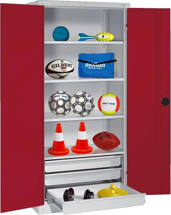 Produktbild C+P Sportgeräteschrank mit Schubladen (HxBxT: 195x120x50 cm, mit Vollblech-Flügeltüren, Typ 4)