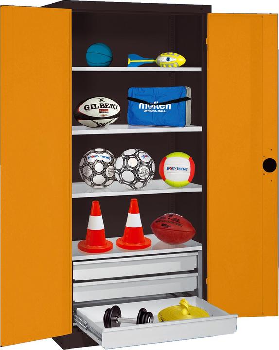 Produktbild C+P Sportgeräteschrank mit Schubladen (HxBxT: 195x120x50 cm, mit Vollblech-Flügeltüren, Typ 4)