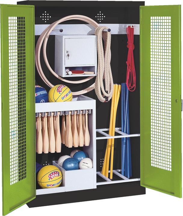 C+P Sportgeräteschrank (HxBxT: 195x120x50 cm, mit Lochblech-Flügeltüren, Typ 1)