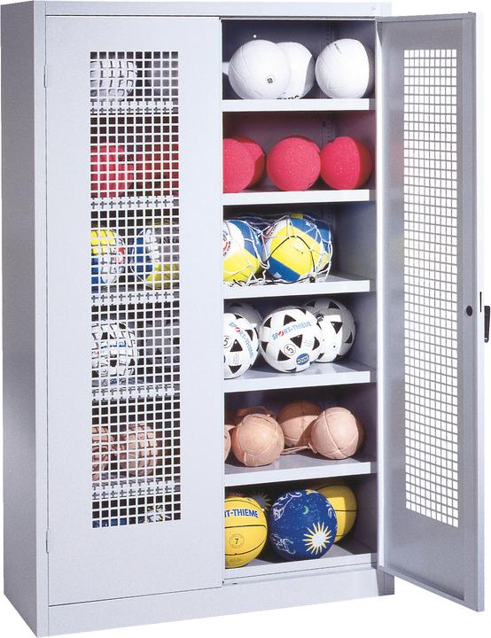 C+P Ballschrank (HxBxT: 195x120x50 cm, mit Lochblech-Flügeltüren, Typ 3)