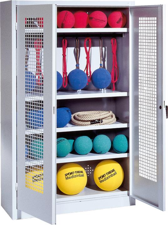 Produktbild C+P Sportgeräteschrank (HxBxT: 195x120x50 cm, mit Lochblech-Flügeltüren, Typ 2)
