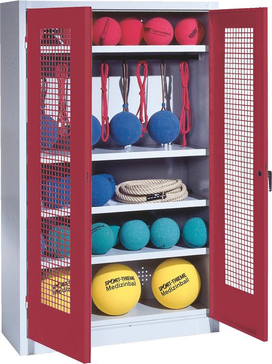 Produktbild C+P Sportgeräteschrank (HxBxT: 195x120x50 cm, mit Lochblech-Flügeltüren, Typ 2)