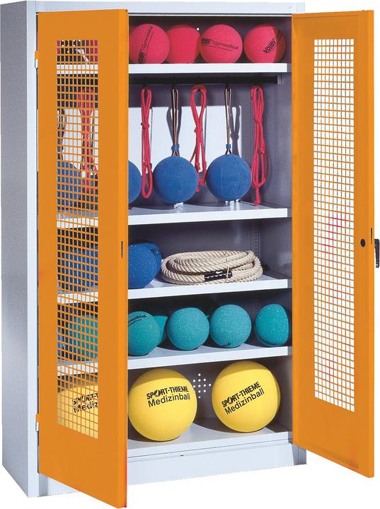 Produktbild C+P Sportgeräteschrank (HxBxT: 195x120x50 cm, mit Lochblech-Flügeltüren, Typ 2)