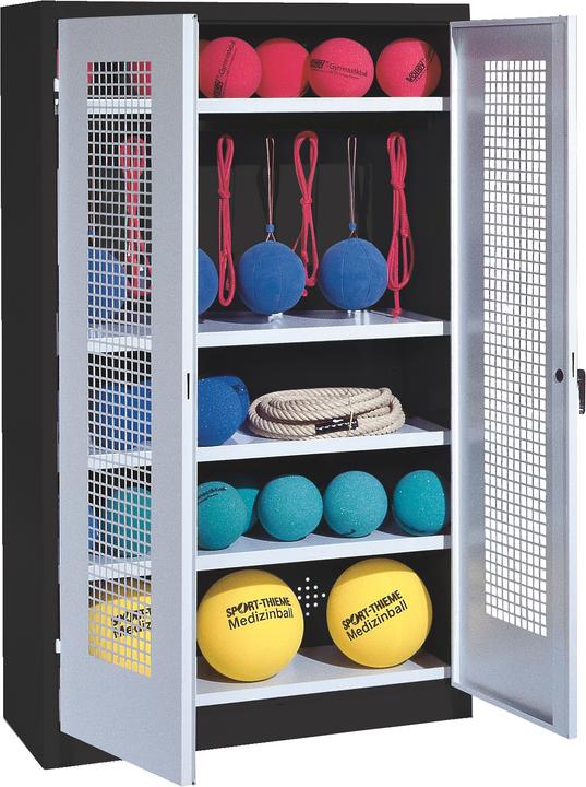 C+P Sportgeräteschrank (HxBxT: 195x120x50 cm, mit Lochblech-Flügeltüren, Typ 2)