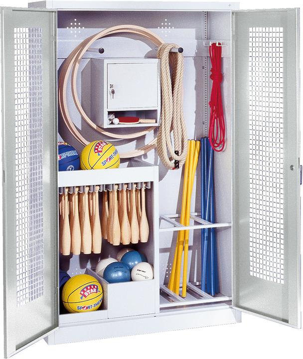 C+P Sportgeräteschrank (HxBxT: 195x120x50 cm, mit Lochblech-Flügeltüren, Typ 1)