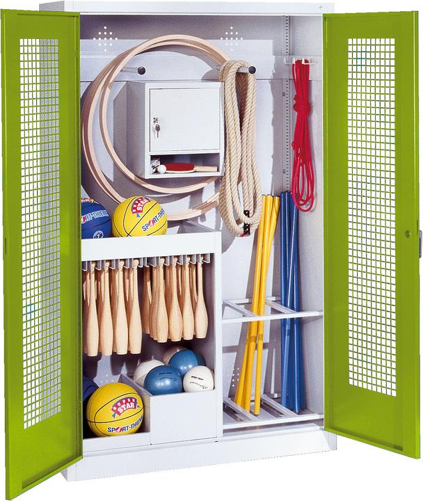 Produktbild C+P Sportgeräteschrank (HxBxT: 195x120x50 cm, mit Lochblech-Flügeltüren, Typ 1)