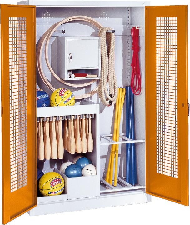 Immagine prodotto C+P Armadio per attrezzature sportive (HxLxP: 195x120x50 cm, con ante a battente in lamiera forata