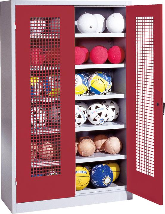 C+P Ballschrank (HxBxT: 195x120x50 cm, mit Lochblech-Flügeltüren, Typ 3)